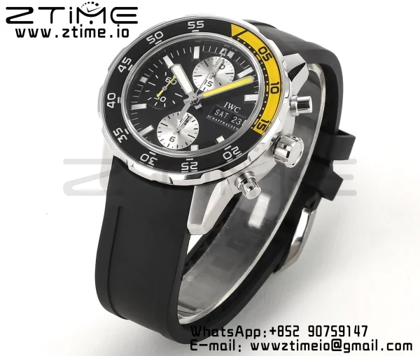 IWC Aquatimer Chrono IW376702 SS V6SF 1:1 Best Edition Black Dial on Black Rubber Strap A7750 - Super Clone Watch | 1:1 Best Version