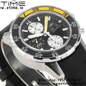 IWC Aquatimer Chrono IW376702 SS V6SF 1:1 Best Edition Black Dial on Black Rubber Strap A7750 - Super Clone Watch | 1:1 Best Version