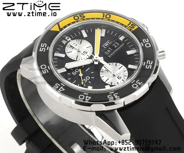 IWC Aquatimer Chrono IW376702 SS V6SF 1:1 Best Edition Black Dial on Black Rubber Strap A7750 - Super Clone Watch | 1:1 Best Version