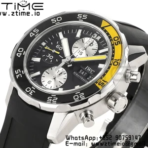 IWC Aquatimer Chrono IW376702 SS V6SF 1:1 Best Edition Black Dial on Black Rubber Strap A7750 - Super Clone Watch | 1:1 Best Version