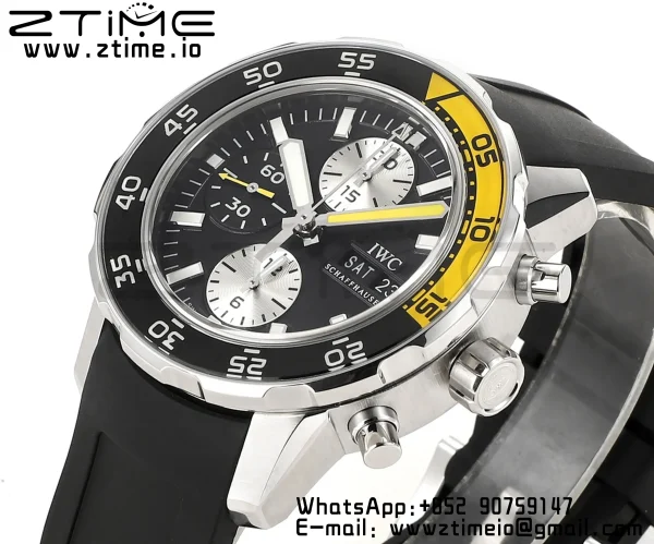 IWC Aquatimer Chrono IW376702 SS V6SF 1:1 Best Edition Black Dial on Black Rubber Strap A7750 - Super Clone Watch | 1:1 Best Version