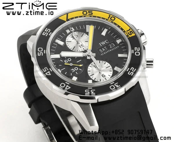IWC Aquatimer Chrono IW376702 SS V6SF 1:1 Best Edition Black Dial on Black Rubber Strap A7750 - Super Clone Watch | 1:1 Best Version