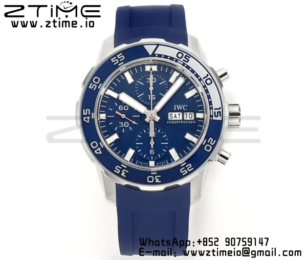 IWC Aquatimer Chrono IW376711 SS V6SF 1:1 Best Edition Blue Dial on Blue Rubber Strap A7750 - Super Clone Watch | 1:1 Best Version