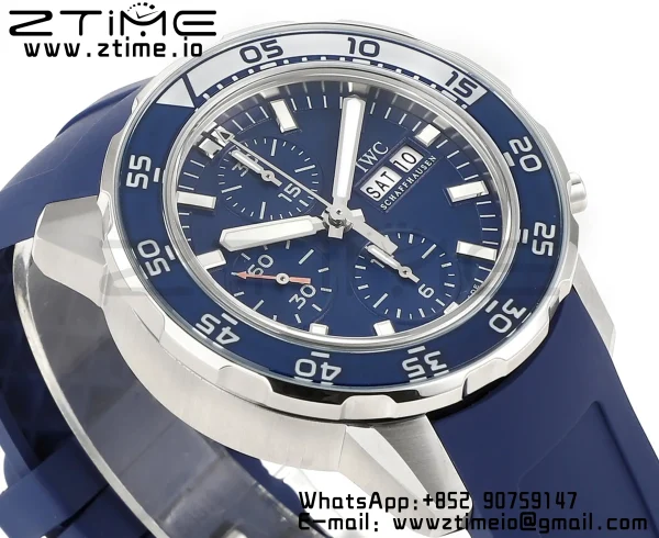 IWC Aquatimer Chrono IW376711 SS V6SF 1:1 Best Edition Blue Dial on Blue Rubber Strap A7750 - Super Clone Watch | 1:1 Best Version