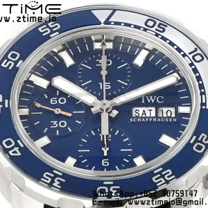 IWC Aquatimer Chrono IW376711 SS V6SF 1:1 Best Edition Blue Dial on Blue Rubber Strap A7750 - Super Clone Watch | 1:1 Best Version