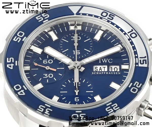 IWC Aquatimer Chrono IW376711 SS V6SF 1:1 Best Edition Blue Dial on Blue Rubber Strap A7750 - Super Clone Watch | 1:1 Best Version