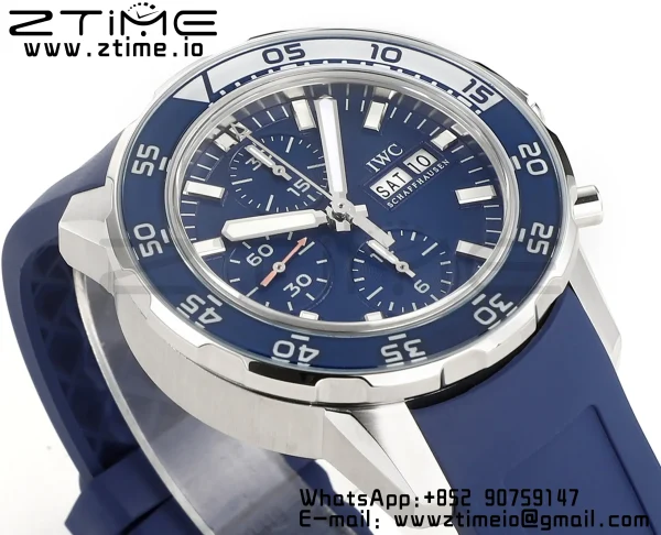 IWC Aquatimer Chrono IW376711 SS V6SF 1:1 Best Edition Blue Dial on Blue Rubber Strap A7750 - Super Clone Watch | 1:1 Best Version