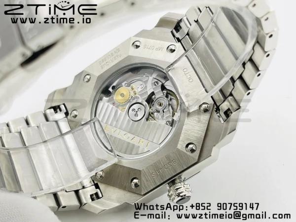 BVLGARI Octo 41mm 102105 BGO38C3SSD SS BVF 1:1 Best Edition Cream Black Dial On SS Bracelet Miyota 9015 - Super Clone Watch | 1:1 Best Version