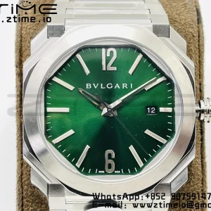 BVLGARI Octo 41mm 102104 BGO38BSSD SS BVF 1:1ベストエディション クリームグリーンダイアル SSブレスレット ミヨタ9015 - スーパークローンウォッチ｜1:1ベストバージョン