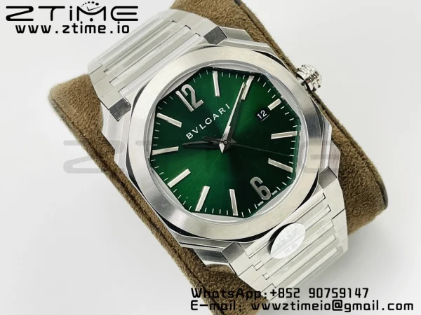 BVLGARI Octo 41mm 102104 BGO38BSSD SS BVF 1:1ベストエディション クリームグリーンダイアル SSブレスレット ミヨタ9015 - スーパークローンウォッチ｜1:1ベストバージョン