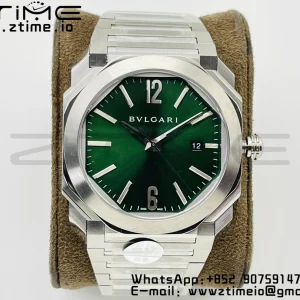 BVLGARI  Octo 41mm 102104 BGO38BSSD SS BVF 1:1 Best Edition Cream Green Dial On SS Bracelet Miyota 9015 - Super Clone Watch | 1:1 Best Version