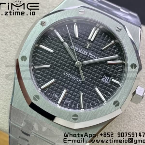 AP Royal Oak 37mm 15450 SS ZF 1:1 Best Edition Quadrante nero testurizzato su bracciale SS SA3120 Super Clone - Orologio Super Clone | 1:1 Best Version
