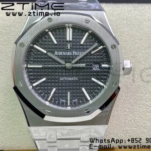 AP ロイヤルオーク 37mm 15450 SS ZF 1:1 ベスト・エディション ブラック・テクスチャード・ダイヤル・SSブレスレット SA3120 スーパークローン - スーパークローン・ウォッチ｜1:1 ベスト・バージョン