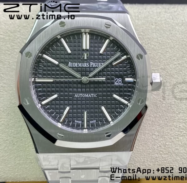 AP Royal Oak 37mm 15450 SS ZF 1:1 Best Edition Quadrante nero testurizzato su bracciale SS SA3120 Super Clone - Orologio Super Clone | 1:1 Best Version
