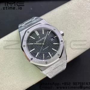 AP Royal Oak 37mm 15450 SS ZF 1:1 Best Edition Quadrante nero testurizzato su bracciale SS SA3120 Super Clone - Orologio Super Clone | 1:1 Best Version