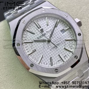AP ロイヤルオーク 37mm 15450 SS ZF 1:1 ベストエディション ホワイトテクスチャードダイヤル SSブレスレット SA3120 スーパークローン - スーパークローンウォッチ｜1:1 ベストバージョン