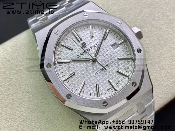 AP ロイヤルオーク 37mm 15450 SS ZF 1:1 ベストエディション ホワイトテクスチャードダイヤル SSブレスレット SA3120 スーパークローン - スーパークローンウォッチ｜1:1 ベストバージョン