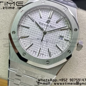 AP ロイヤルオーク 37mm 15450 SS ZF 1:1 ベストエディション ホワイトテクスチャードダイヤル SSブレスレット SA3120 スーパークローン - スーパークローンウォッチ｜1:1 ベストバージョン