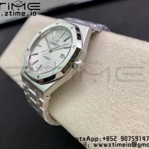 AP ロイヤルオーク 37mm 15450 SS ZF 1:1 ベストエディション ホワイトテクスチャードダイヤル SSブレスレット SA3120 スーパークローン - スーパークローンウォッチ｜1:1 ベストバージョン