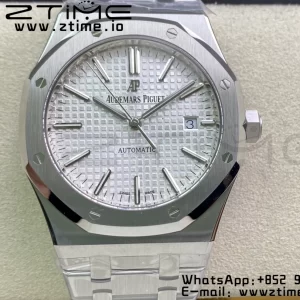 AP ロイヤルオーク 37mm 15450 SS ZF 1:1 ベストエディション ホワイトテクスチャードダイヤル SSブレスレット SA3120 スーパークローン - スーパークローンウォッチ｜1:1 ベストバージョン