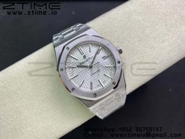 AP ロイヤルオーク 37mm 15450 SS ZF 1:1 ベストエディション ホワイトテクスチャードダイヤル SSブレスレット SA3120 スーパークローン - スーパークローンウォッチ｜1:1 ベストバージョン