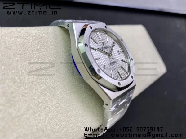 AP ロイヤルオーク 37mm 15450 SS ZF 1:1 ベストエディション ホワイトテクスチャードダイヤル SSブレスレット SA3120 スーパークローン - スーパークローンウォッチ｜1:1 ベストバージョン