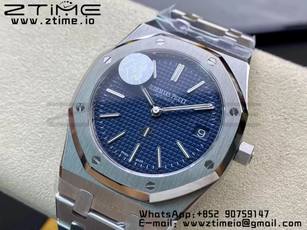 AP Royal Oak 39mm 15202 SS ZF 1:1 Best Edition Blue Textured Dial on SS Bracelet A2121 V2 - Super Clone Watch | 1:1 Best Version