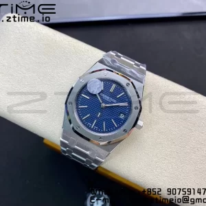 AP Royal Oak 39mm 15202 SS ZF 1:1 Best Edition Blue Textured Dial on SS Bracelet A2121 V2 - Super Clone Watch | 1:1 Best Version