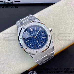 AP Royal Oak 39mm 15202 SS ZF 1:1 Best Edition Blue Textured Dial on SS Bracelet A2121 V2 - Super Clone Watch | 1:1 Best Version