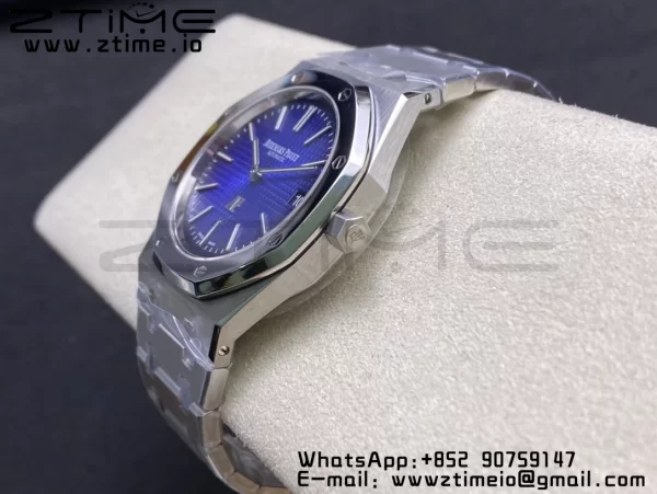 AP Royal Oak 39mm 15202IP SS ZF 1:1 Best Edition Quadrante blu testurizzato su bracciale SS A2121 - Orologio super clone | 1:1 Best Version
