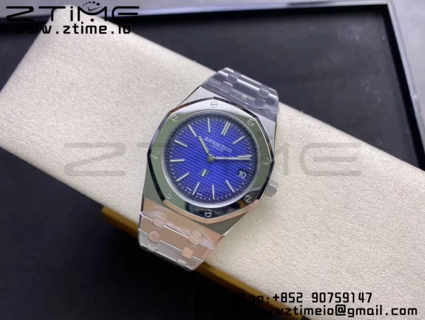 AP Royal Oak 39mm 15202IP SS ZF 1:1 Best Edition Quadrante blu testurizzato su bracciale SS A2121 - Orologio super clone | 1:1 Best Version