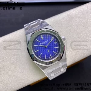 AP Royal Oak 39mm 15202IP SS ZF 1:1 Best Edition Quadrante blu testurizzato su bracciale SS A2121 - Orologio super clone | 1:1 Best Version