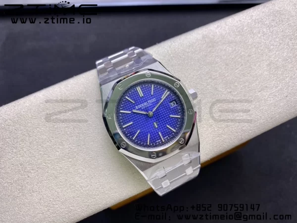 AP Royal Oak 39mm 15202IP SS ZF 1:1 Best Edition Quadrante blu testurizzato su bracciale SS A2121 - Orologio super clone | 1:1 Best Version