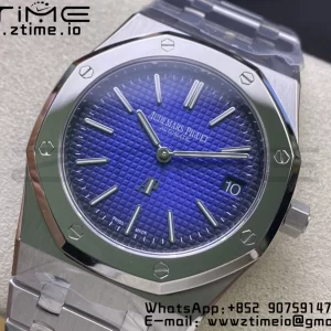 AP Royal Oak 39mm 15202IP SS ZF 1:1 Best Edition Quadrante blu testurizzato su bracciale SS A2121 - Orologio super clone | 1:1 Best Version