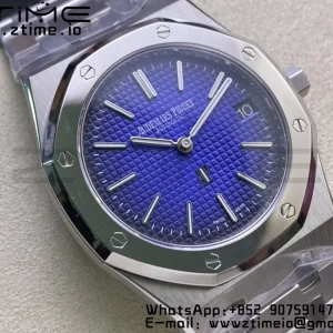 AP Royal Oak 39mm 15202IP SS ZF 1:1 Best Edition Quadrante blu testurizzato su bracciale SS A2121 - Orologio super clone | 1:1 Best Version