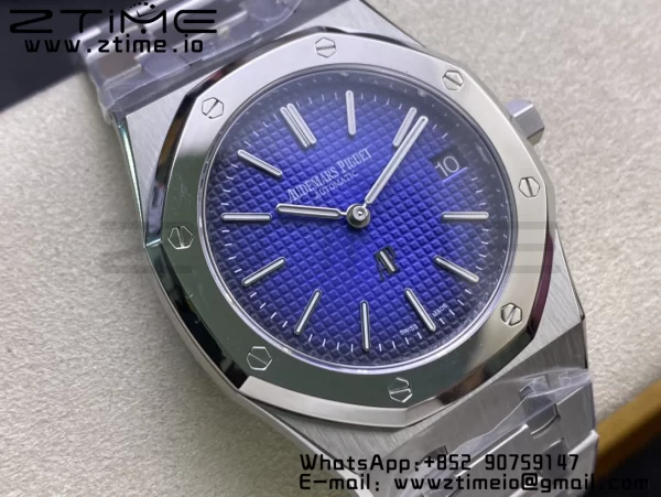 AP Royal Oak 39mm 15202IP SS ZF 1:1 Best Edition Quadrante blu testurizzato su bracciale SS A2121 - Orologio super clone | 1:1 Best Version