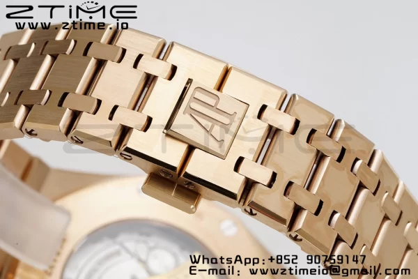 AP Royal Oak 37mm 15450 RG ZF 1:1 Best Edition White Textured Dial on SS Bracelet SA3120 Super Clone - Super Clone Watch | 1:1 Best Version