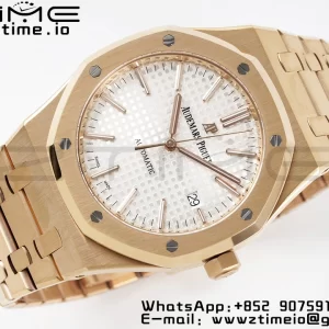 AP Royal Oak 37mm 15450 RG ZF 1:1 Best Edition White Textured Dial on SS Bracelet SA3120 Super Clone - Super Clone Watch | 1:1 Best Version