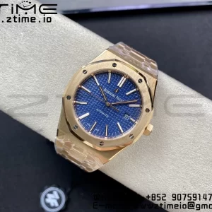 AP AP Royal Oak 37mm 15450 RG ZF 1:1 Best Edition Blue Textured Dial on SS Bracelet SA3120 Super Clone - Super Clone Watch | 1:1 Best Version