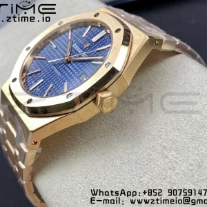 AP AP Royal Oak 37mm 15450 RG ZF 1:1 Best Edition Blue Textured Dial on SS Bracelet SA3120 Super Clone - Super Clone Watch | 1:1 Best Version