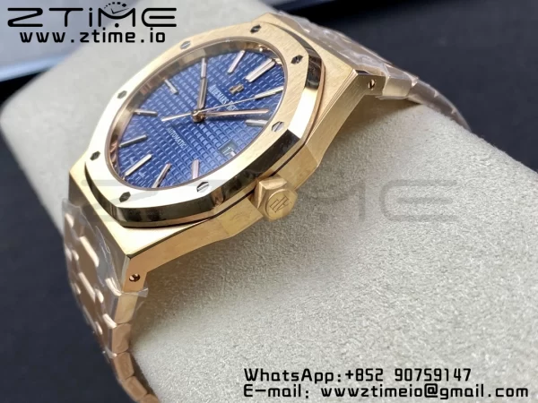 AP AP Royal Oak 37mm 15450 RG ZF 1:1 Best Edition Blue Textured Dial on SS Bracelet SA3120 Super Clone - Super Clone Watch | 1:1 Best Version