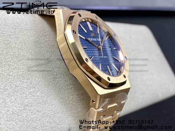 AP AP Royal Oak 37mm 15450 RG ZF 1:1 Best Edition Blue Textured Dial on SS Bracelet SA3120 Super Clone - Super Clone Watch | 1:1 Best Version