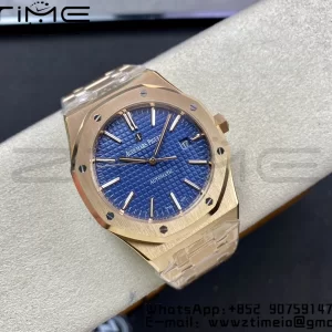 AP AP Royal Oak 37mm 15450 RG ZF 1:1 Best Edition Blue Textured Dial on SS Bracelet SA3120 Super Clone - Super Clone Watch | 1:1 Best Version