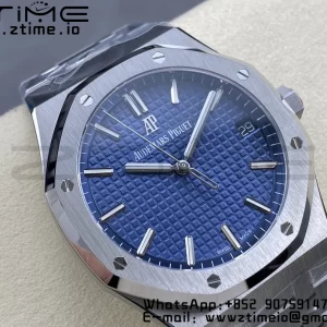 AP Royal Oak 41mm 15500 SS ZF 1:1 Best Edition Blue Textured Dial on SS Bracelet SA4302 Super Clone V3 - Super Clone Watch | 1:1 Best Version