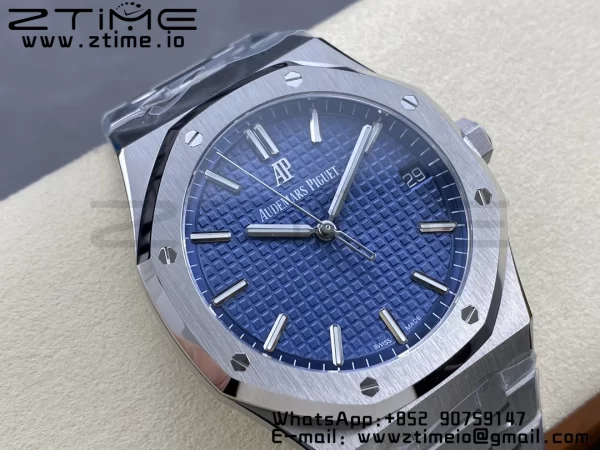 AP Royal Oak 41mm 15500 SS ZF 1:1 Best Edition Blue Textured Dial on SS Bracelet SA4302 Super Clone V3 - Super Clone Watch | 1:1 Best Version