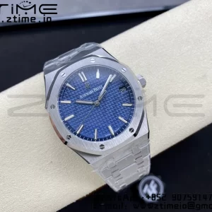 AP Royal Oak 41mm 15500 SS ZF 1:1 Best Edition Blue Textured Dial on SS Bracelet SA4302 Super Clone V3 - Super Clone Watch | 1:1 Best Version