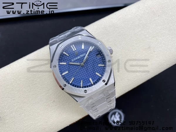 AP Royal Oak 41mm 15500 SS ZF 1:1 Best Edition Blue Textured Dial on SS Bracelet SA4302 Super Clone V3 - Super Clone Watch | 1:1 Best Version