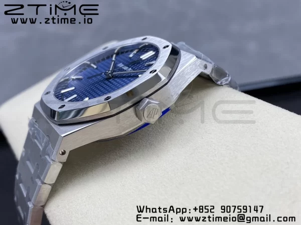 AP Royal Oak 41mm 15500 SS ZF 1:1 Best Edition Blue Textured Dial on SS Bracelet SA4302 Super Clone V3 - Super Clone Watch | 1:1 Best Version