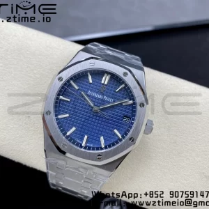 AP Royal Oak 41mm 15500 SS ZF 1:1 Best Edition Blue Textured Dial on SS Bracelet SA4302 Super Clone V3 - Super Clone Watch | 1:1 Best Version