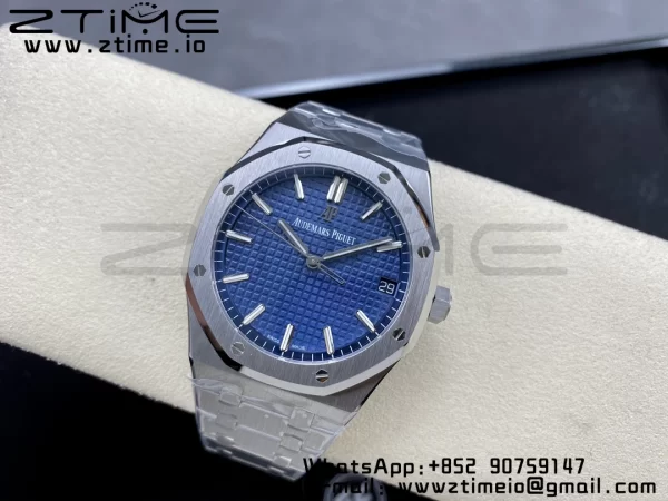 AP Royal Oak 41mm 15500 SS ZF 1:1 Best Edition Blue Textured Dial on SS Bracelet SA4302 Super Clone V3 - Super Clone Watch | 1:1 Best Version